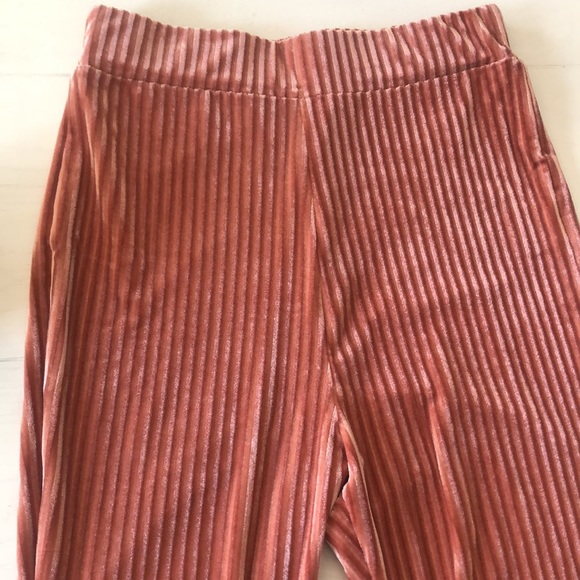 Blush colored, flair leg, velvet bottoms - Picture 2 of 3